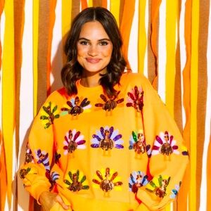Queen of Sparkles Orange Turkey Sweatshirt - Size Small